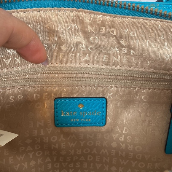 Kate Spade | Pebbled Leather Turquoise Cross Body Bag | 9 x 7 x 1.5 inches - Picture 7 of 11